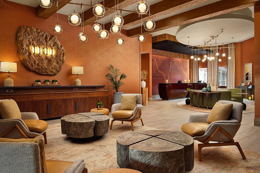 the radical hotel asheville north carolina river arts district lobby eclectic furniture rope lighting