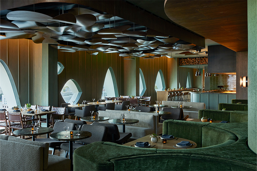the radical hotel asheville north carolina river arts district afterglow restaurant gold chains around racetrack bar