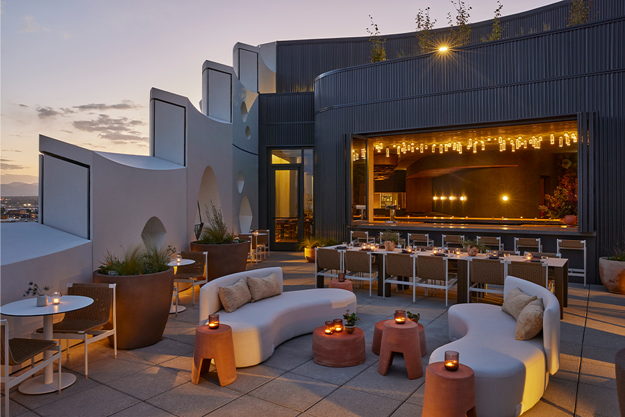 the radical hotel asheville north carolina river arts district afterglow restaurant gold chains around racetrack bar