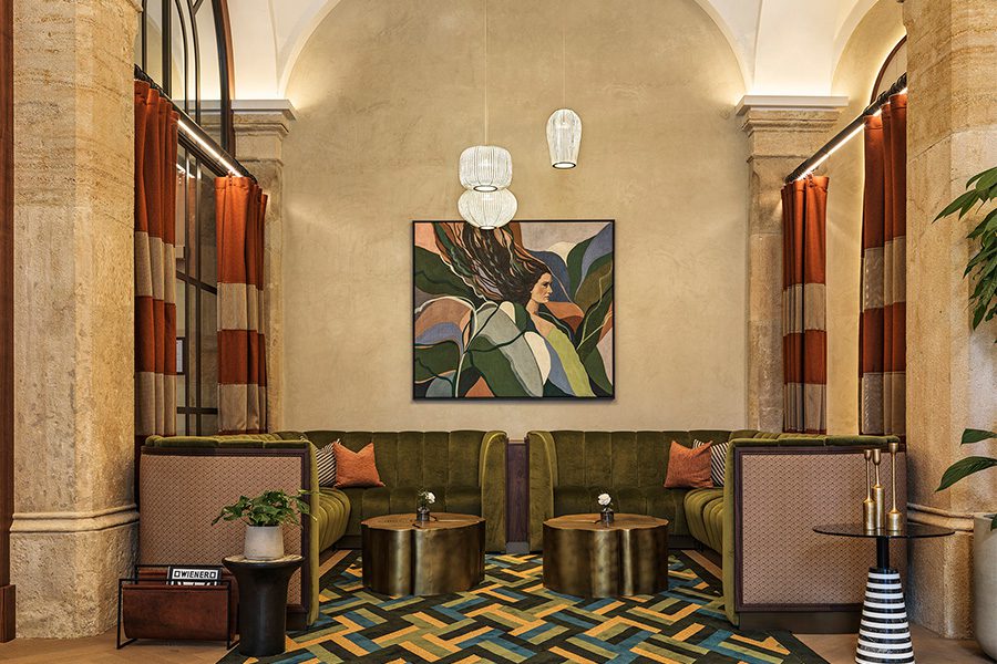 the radical hotel asheville north carolina river arts district lobby eclectic furniture rope lighting